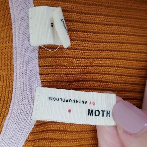 Moth Anthropologie mustard yellow button down ribbed sweater midi maxi dress Med - Picture 6 of 12